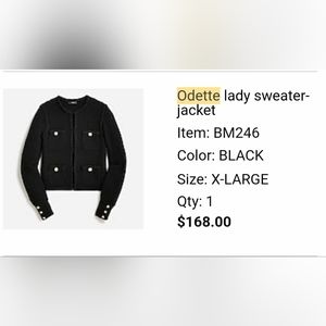JCrew Odette cardigan XL Black